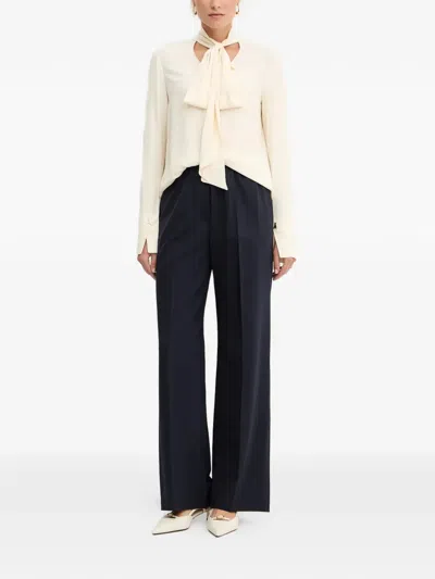 Patrizia Pepe Tie-detail Long-sleeve Blouse In White