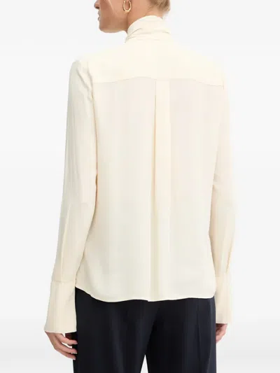 Patrizia Pepe Tie-detail Long-sleeve Blouse In White