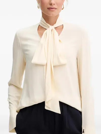 Patrizia Pepe Tie-detail Long-sleeve Blouse In White