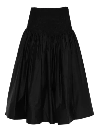 抽褶拼接超长半身裙