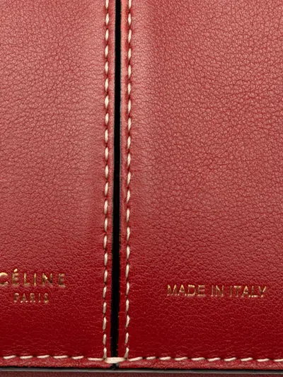 Pre-owned Celine 2017 Trifold Leather Clutch On Chain Crossbody Bag In Red