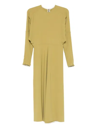 Victoria Beckham Dolman Long-sleeve Midi Dress In Green