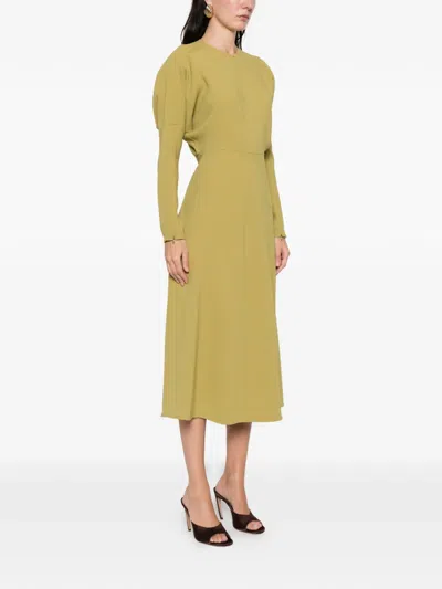 Victoria Beckham Dolman Long-sleeve Midi Dress In Green