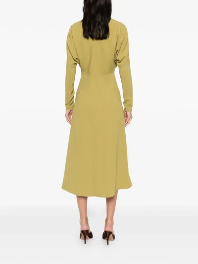 Victoria Beckham Dolman Long-sleeve Midi Dress In Green