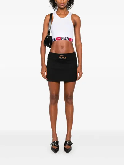 Diesel Sandra-d-core Sleeveless Racerback Crop Top In White