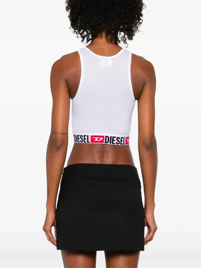 Diesel Sandra-d-core Sleeveless Racerback Crop Top In White