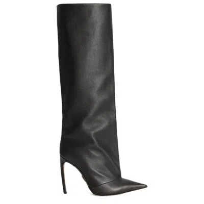 Dolce & Gabbana Black Calf Leather Boots In Black