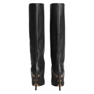 Dolce & Gabbana Black Calf Leather Boots In Black