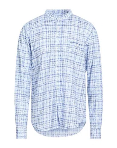 At.p.co At. P.co Man Shirt Blue Size 17 Cotton, Linen In Blue