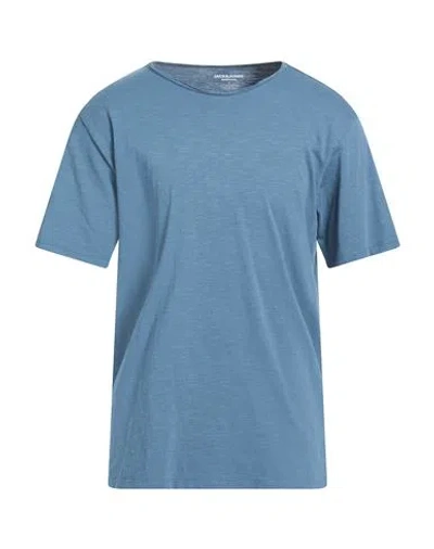 Jack & Jones Man T-shirt Light Blue Size Xl Cotton, Organic Cotton In Blue