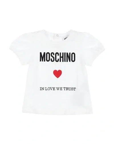 Moschino Baby Newborn Girl T-shirt White Size 3 Cotton, Polyester In White