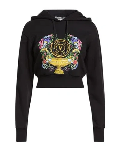 Versace Jeans Couture Woman Sweatshirt Black Size M Cotton, Elastane In Black