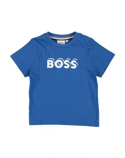 Hugo Boss Boss Newborn Boy T-shirt Blue Size 3 Cotton, Elastane In Blue