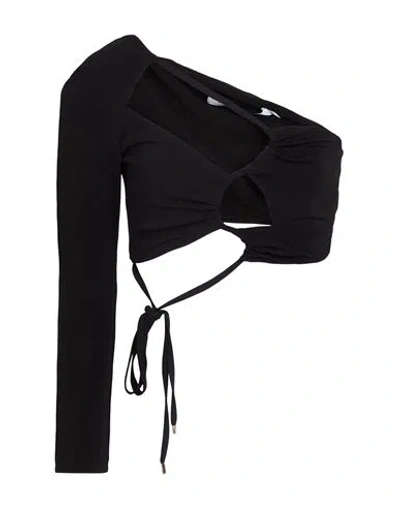 Simona Corsellini Woman Top Black Size 2 Chlorofiber, Elastane, Polyester In Black