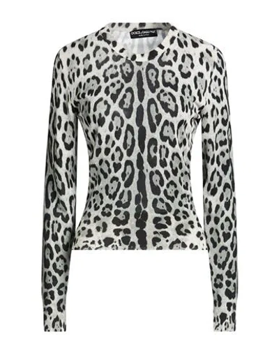 Dolce & Gabbana Woman Sweater Light Grey Size 8 Silk In Animal Print