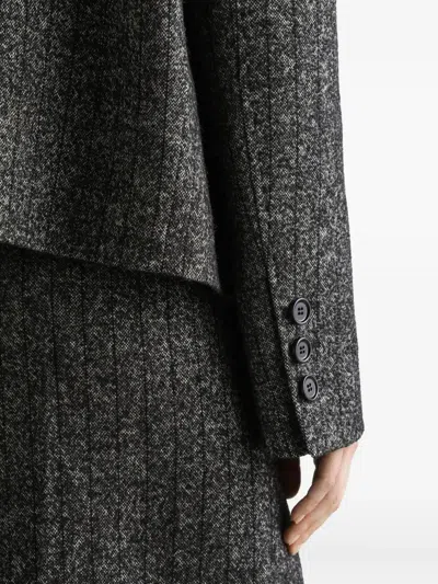 Dolce & Gabbana Striped Double-breasted Jacket In Gray