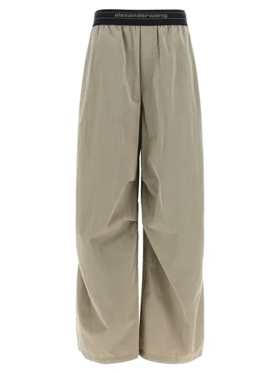 Alexander Wang Wide Leg Pants Featuring Elastic Waistband In Green