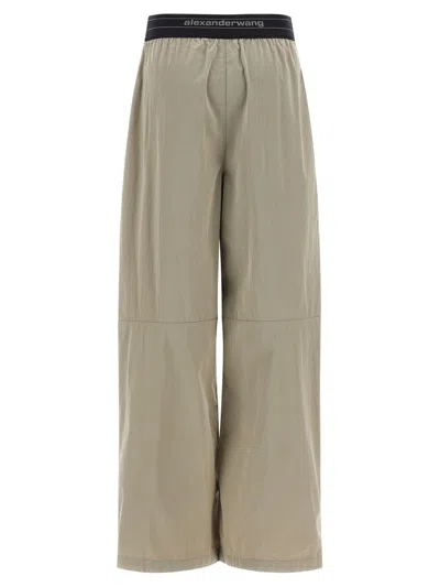 Alexander Wang Wide Leg Pants Featuring Elastic Waistband In Green