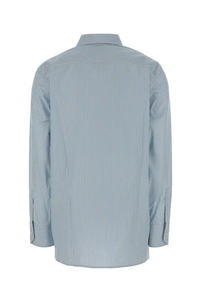 Saint Laurent Striped Cotton Shirt In Blue