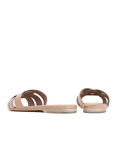 Saint Laurent Tribute Leather Flat Sandals In Animal Print