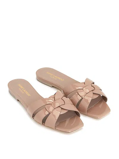 Saint Laurent Tribute Leather Flat Sandals In Animal Print