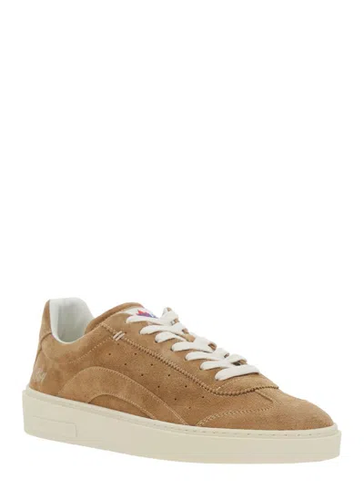 Dsquared2 Beige Low Top Sneakers With Logo Patch On The Tongue And Logo Lettering On The Heel In Suede Man In Multi