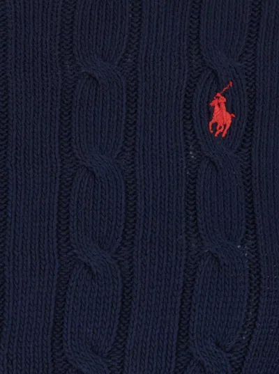 Polo Ralph Lauren Blue Crewneck Sweater With Pony Embroidery On The Front In Cotton Woman In Blue