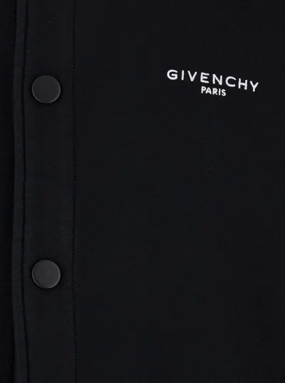 Givenchy Black Varsity Jacket With Bomber Collar And Logo Lettering On The Front In Cotton Man In Black