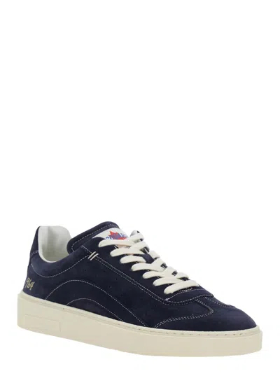 Dsquared2 Blue Low Top Sneakers With Logo Patch On The Tongue And Logo Lettering On The Heel In Suede Man In Multi