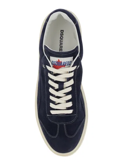 Dsquared2 Blue Low Top Sneakers With Logo Patch On The Tongue And Logo Lettering On The Heel In Suede Man In Multi