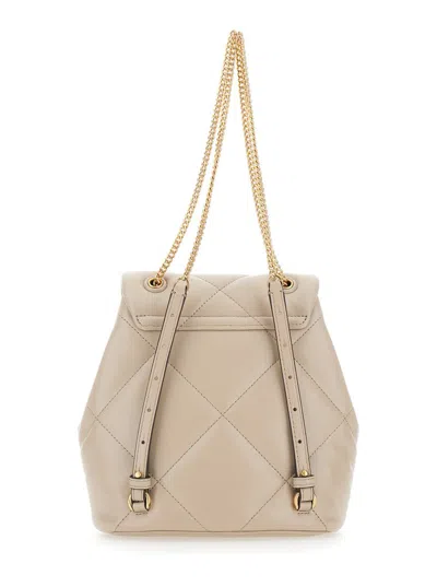Tory Burch Kira Diamond Small Leather Backpack In Sand