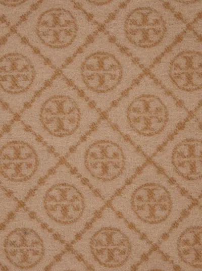 Tory Burch T Monogram Oblong Scarf In Neutral