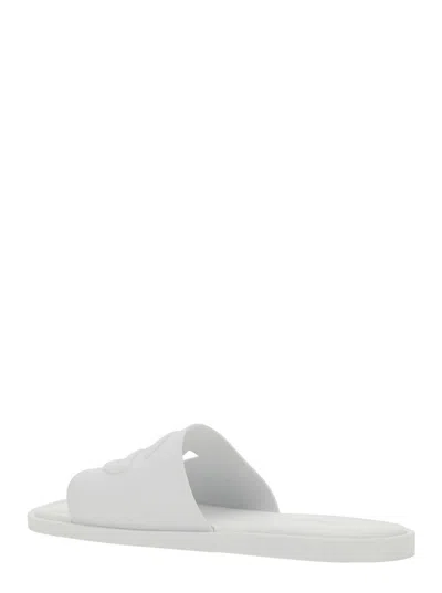 Dolce & Gabbana White Sandals With Logo Detail In Rubber Man In Multi