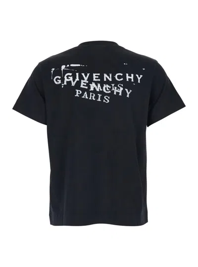 Givenchy Black Crew Neck T-shirt With Logo On Front And Back In Cotton Woman In Black