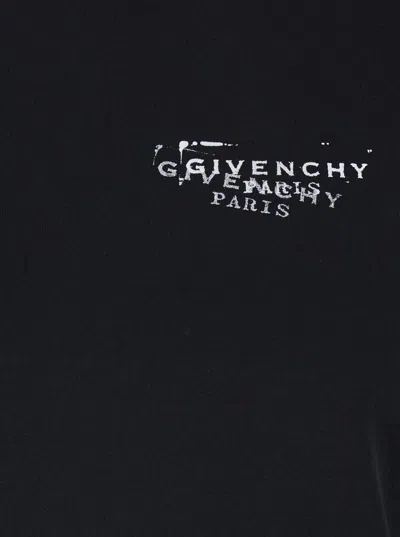Givenchy Black Crew Neck T-shirt With Logo On Front And Back In Cotton Woman In Black