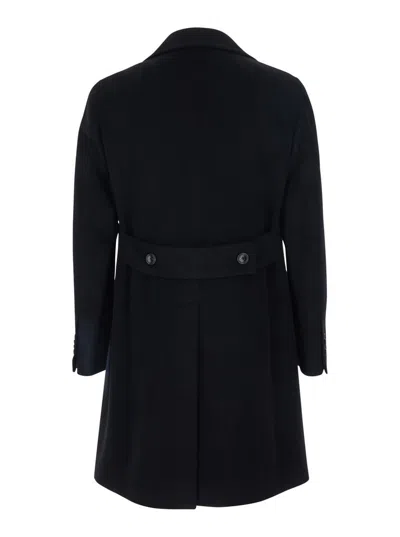 Tagliatore Arden Black Double-breasted Coat With Notched Revers In Wool And Cashmere Man In Black