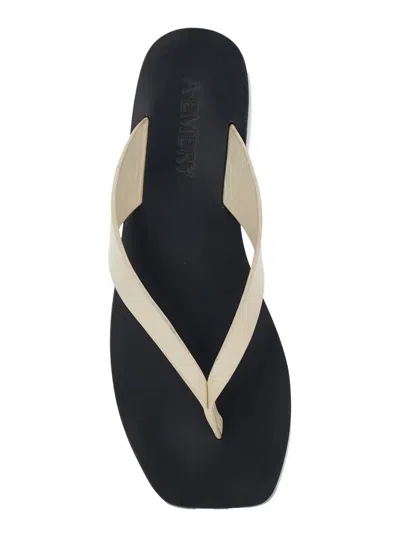 A.emery 'kinto' White And Black Sandals With Square Toe And Thong Design In Leather Woman In White