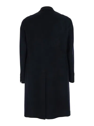Tagliatore Londra Blue Oversized Double-breasted Coat In Wool Blend Man In Black
