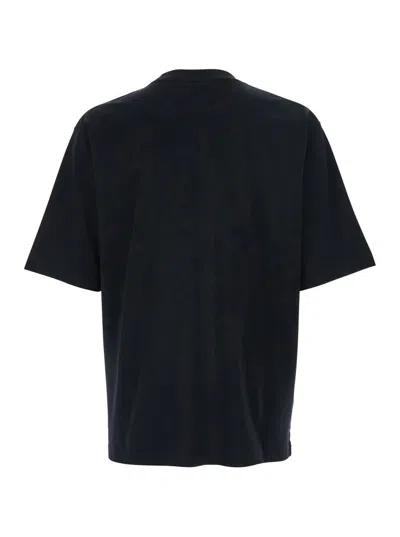 Dsquared2 Men Black T-shirt With Embroidered Logo On The Chest In Cotton Man In Black