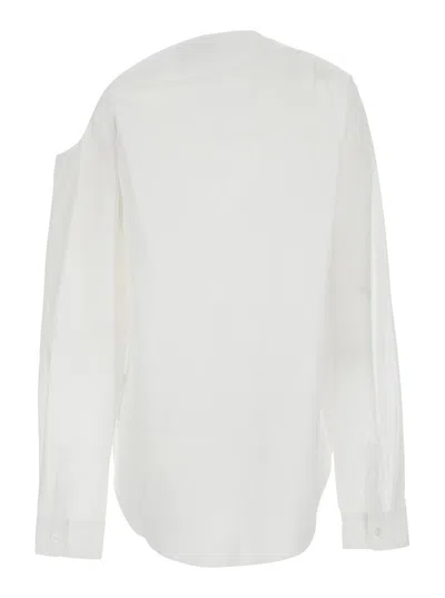 Coperni 'heart' White Shirt With Asymmetric Buttons And Chest Pocket In Cotton Woman In White