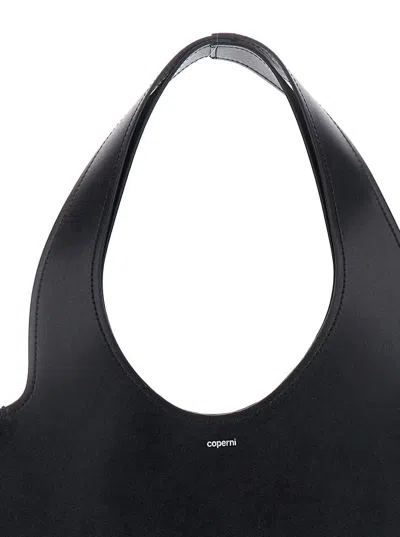 Coperni Black Heart Shaped Shoulder Bag With Cut-out On The Handle In Suede Woman In Black