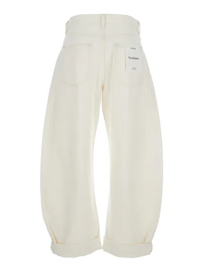 Frame The Bubble White Five-pocket Jeans With Balloon Legs In Denim Woman In White