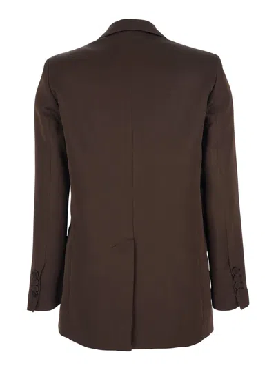 Plain Satin Blazer In Brown