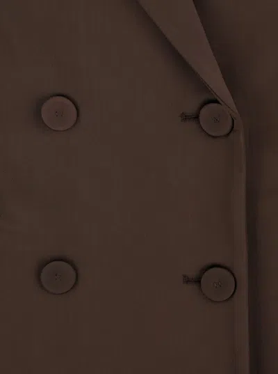 Plain Satin Blazer In Brown