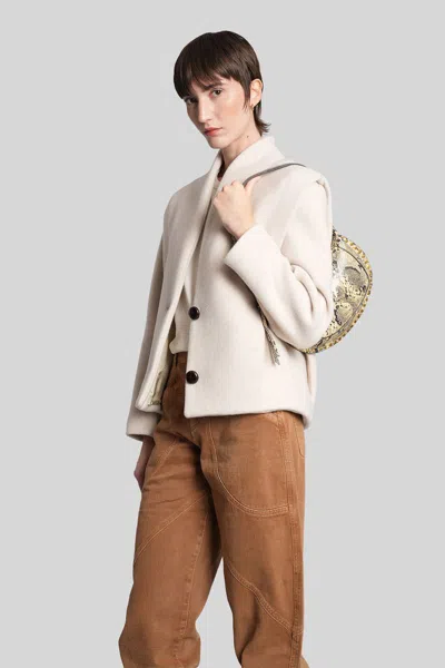 Isabel Marant Cotton Blazer With High Collar And Long Sleeves In Neutral