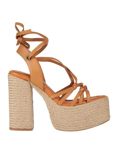 Paloma Barceló Woman Espadrilles Camel Size 8 Leather In Brown