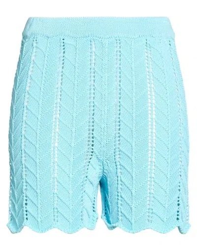 Suoli Woman Shorts & Bermuda Shorts Azure Size 2 Cotton In Blue