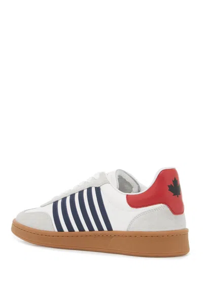 Dsquared2 Iconic White Calf Leather Boxer Sneakers In Multi