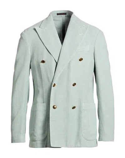 The Gigi Man Blazer Turquoise Size 40 Cotton, Linen, Polyester In Blue