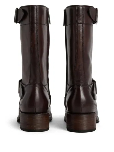 Dsquared2 Harley Leather Boots In Brown